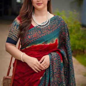সফট সিল্ক শাড়ি(মেরুন কালার)